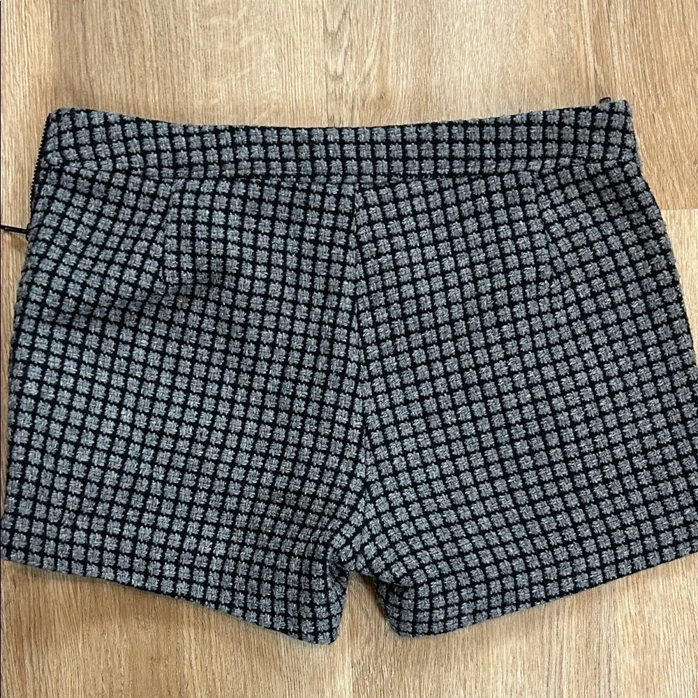 Esley High Waist Black and Gray Checkered Wool Lined Shorts - Picture 6 of 8